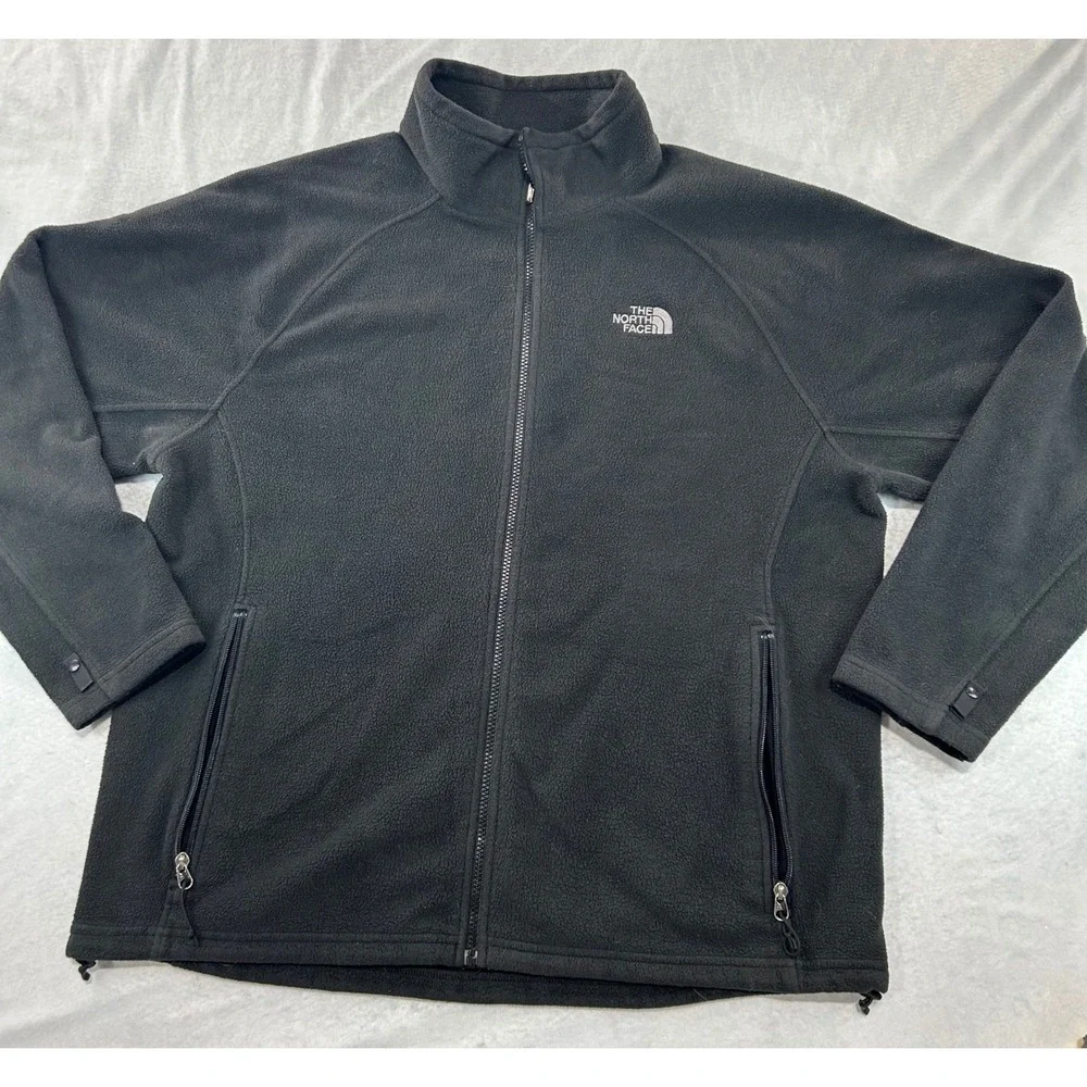 The North Face Mens XL Black Full Zip Fleece Jacket Mock Neck Outdoor Coat